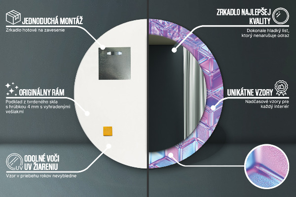 Runder spiegel bedrucktem rahmen Zusammenfassung surreal