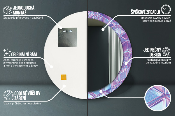 Runder spiegel bedrucktem rahmen Zusammenfassung surreal