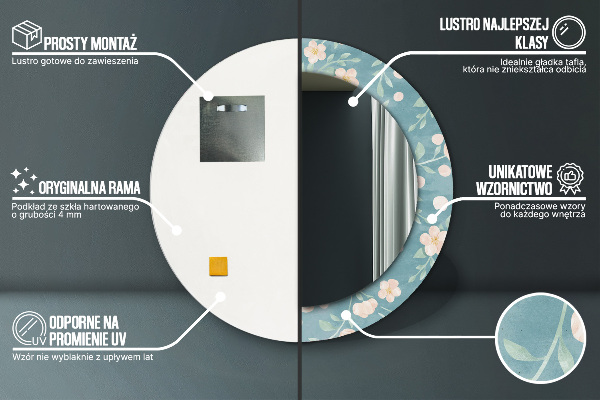 Runder spiegel aufdruck Blumenmuster