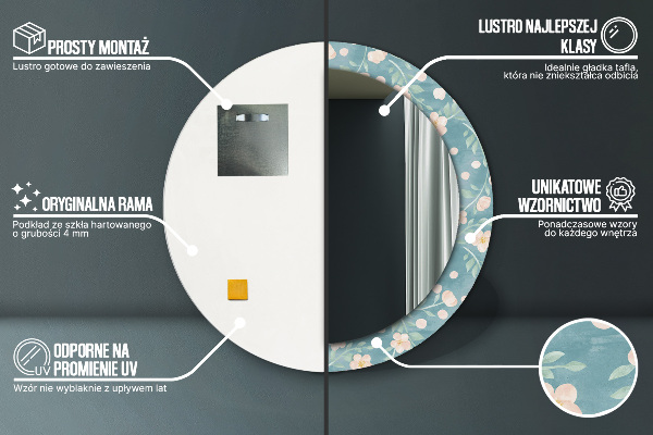 Runder spiegel aufdruck Blumenmuster