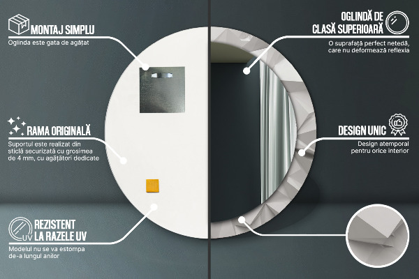 Runder spiegel bedrucktem rahmen Zusammenfassung weißer Kristall