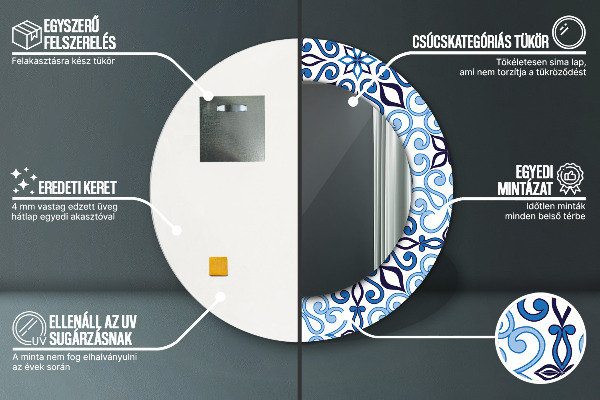 Runder spiegel aufdruck Blaues Arabischmuster