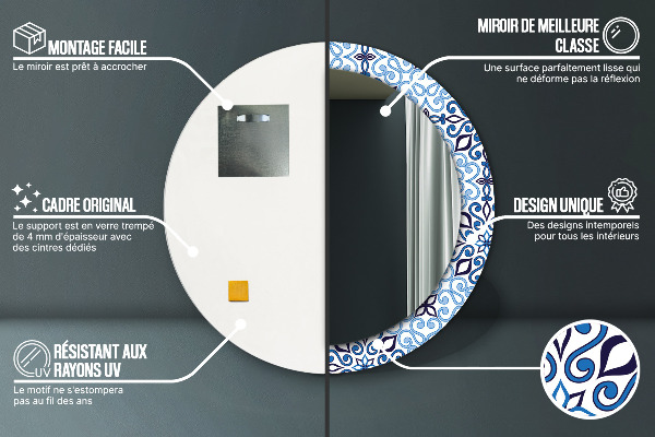 Runder spiegel aufdruck Blaues Arabischmuster