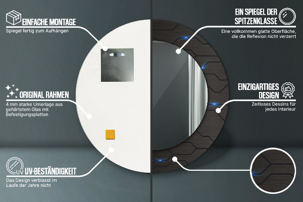 Runder spiegel aufdruck Futuristische Zusammenfassung