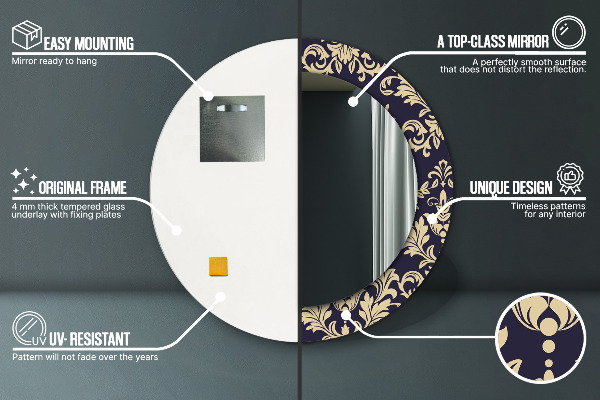 Runder spiegel aufdruck Blumenmuster