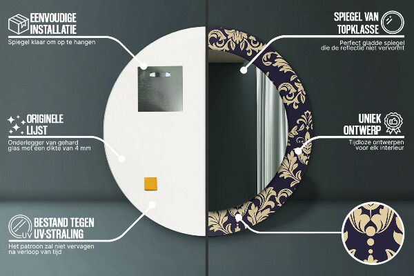 Runder spiegel aufdruck Blumenmuster