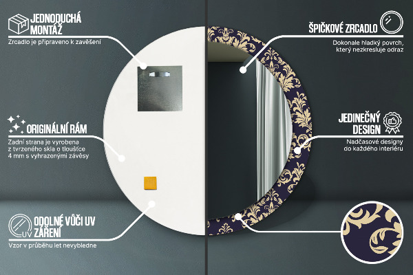 Runder spiegel aufdruck Blumenmuster