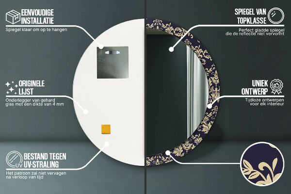 Runder spiegel aufdruck Blumenmuster