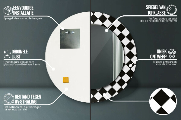 Runder spiegel aufdruck Schachschreibtisch