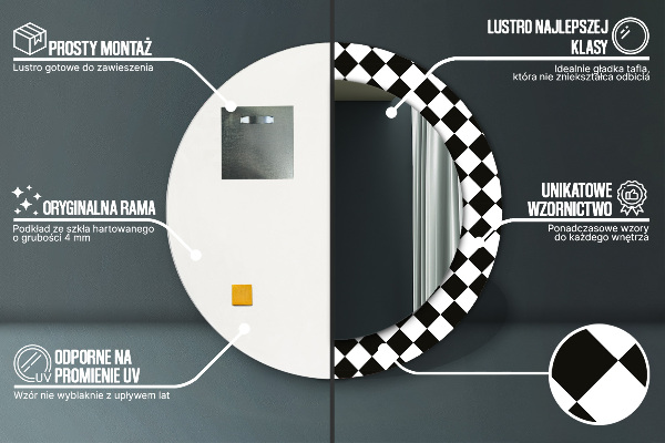 Runder spiegel aufdruck Schachschreibtisch