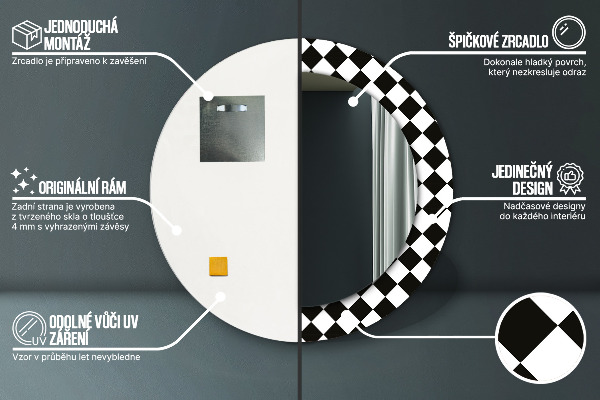 Runder spiegel aufdruck Schachschreibtisch