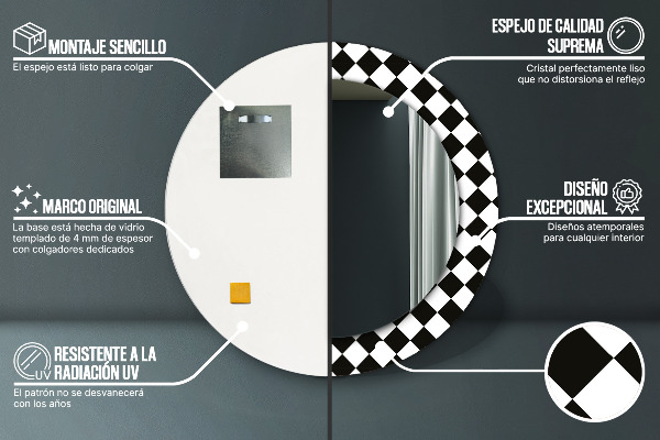 Runder spiegel aufdruck Schachschreibtisch