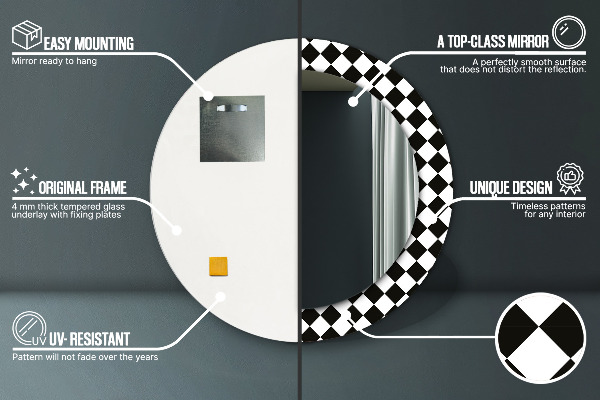 Runder spiegel aufdruck Schachschreibtisch