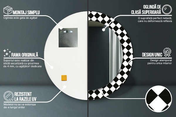 Runder spiegel aufdruck Schachschreibtisch