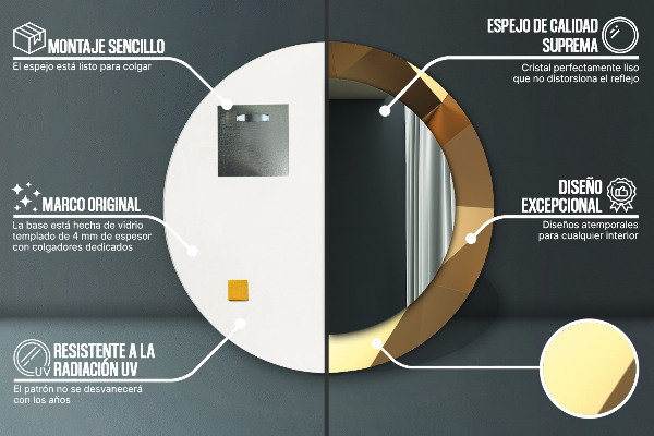 Runder spiegel mit dekoration Gold Abstraktion