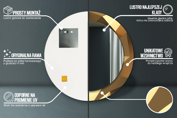 Runder spiegel mit dekoration Gold Abstraktion