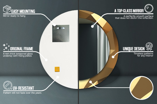 Runder spiegel mit dekoration Gold Abstraktion