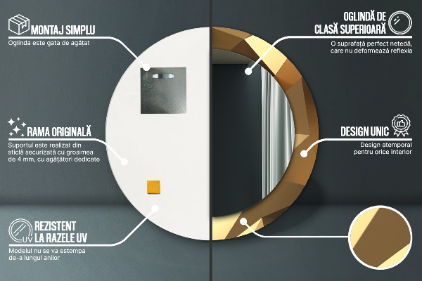 Runder spiegel mit dekoration Gold Abstraktion