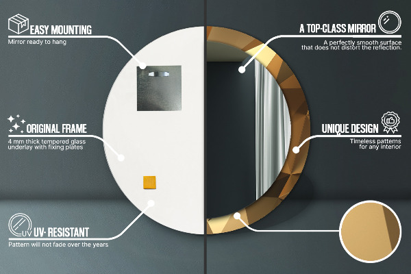 Runder spiegel mit dekoration Gold Abstraktion