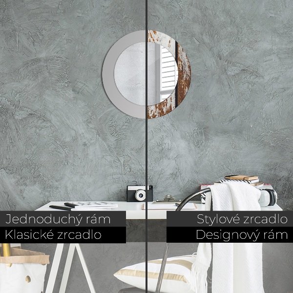 Runder spiegel mit dekoration Dunkles Vintage-Holz