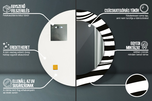 Runder spiegel mit dekoration Abstrakte Welle