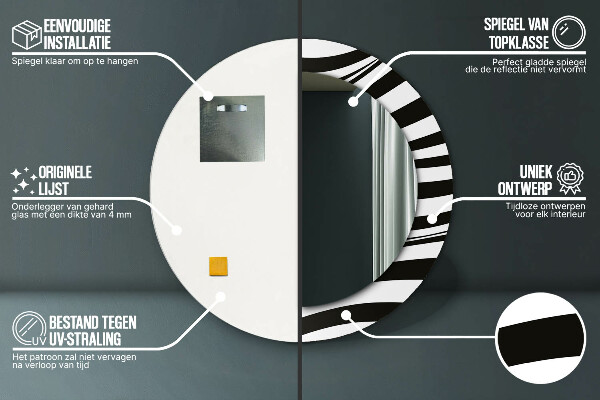 Runder spiegel mit dekoration Abstrakte Welle