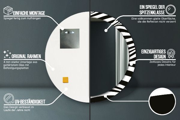 Runder spiegel mit dekoration Abstrakte Welle