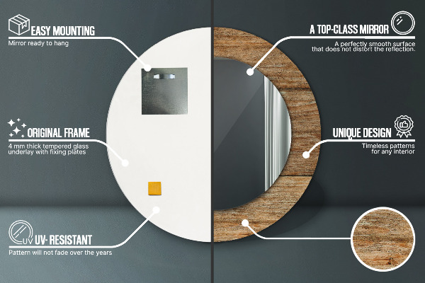 Runder spiegel mit dekoration Altes Holz