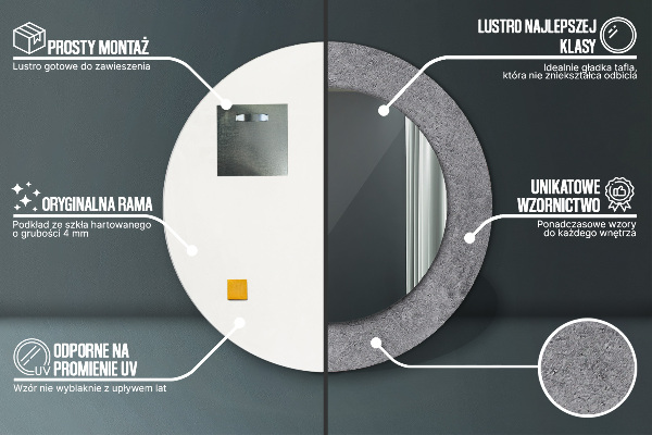 Runder spiegel mit dekoration Konkrete Textur