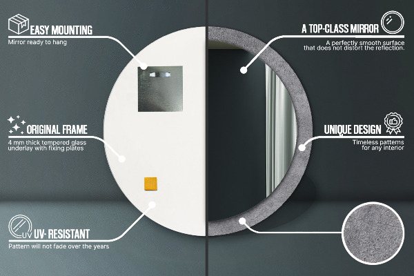 Runder spiegel mit dekoration Konkrete Textur