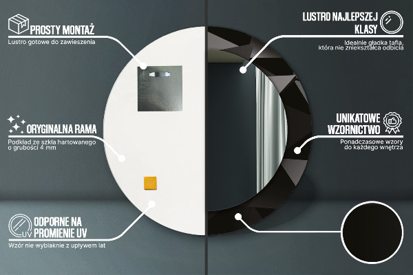 Runder spiegel bedrucktem rahmen Zusammenfassung Schwarz
