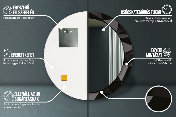 Runder spiegel bedrucktem rahmen Zusammenfassung Schwarz