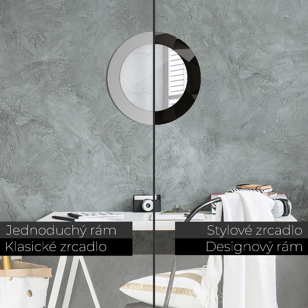 Runder spiegel bedrucktem rahmen Zusammenfassung Schwarz