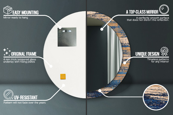 Runder spiegel bedrucktem rahmen Zusammenfassung Holz