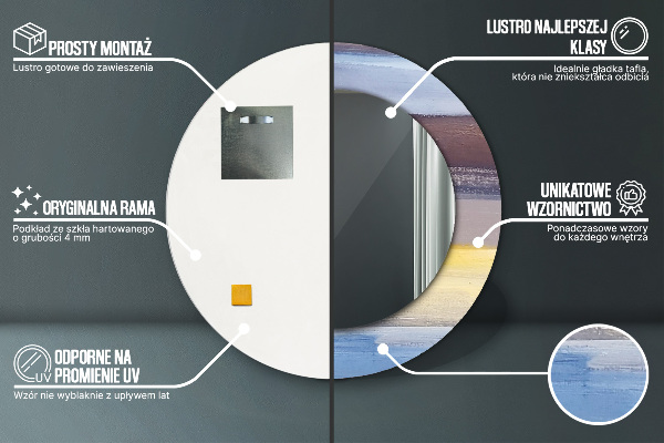 Runder spiegel mit dekorativem aufdruck Zusammenfassung Bild