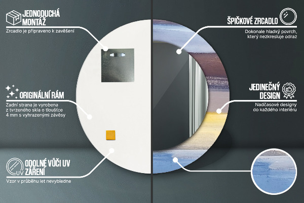 Runder spiegel mit dekorativem aufdruck Zusammenfassung Bild