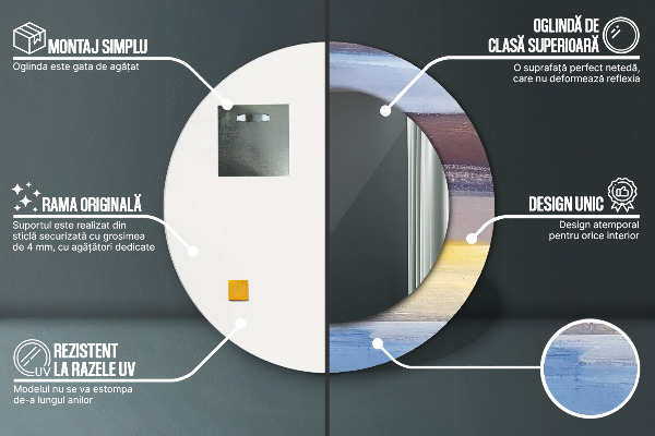 Runder spiegel mit dekorativem aufdruck Zusammenfassung Bild