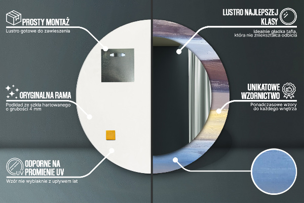 Runder spiegel mit dekorativem aufdruck Zusammenfassung Bild