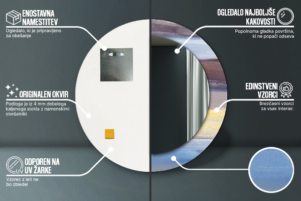 Runder spiegel mit dekorativem aufdruck Zusammenfassung Bild