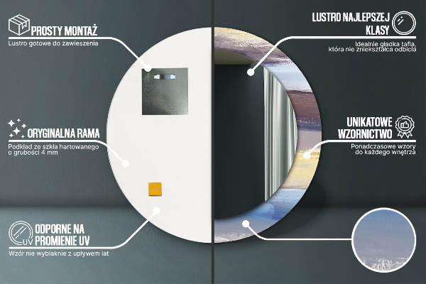 Runder spiegel mit dekorativem aufdruck Zusammenfassung Bild