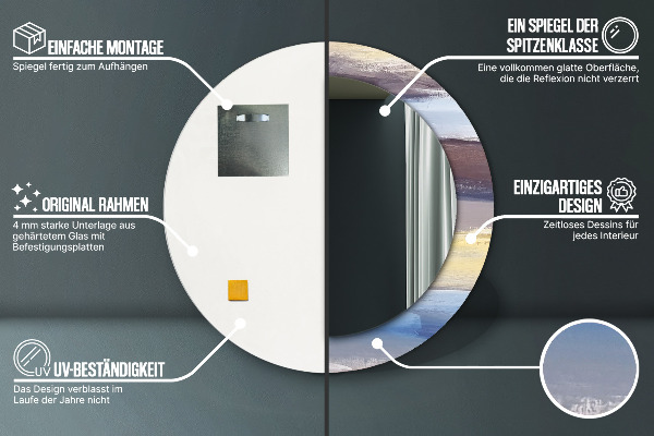 Runder spiegel mit dekorativem aufdruck Zusammenfassung Bild