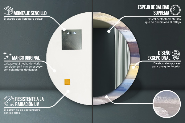 Runder spiegel mit dekorativem aufdruck Zusammenfassung Bild