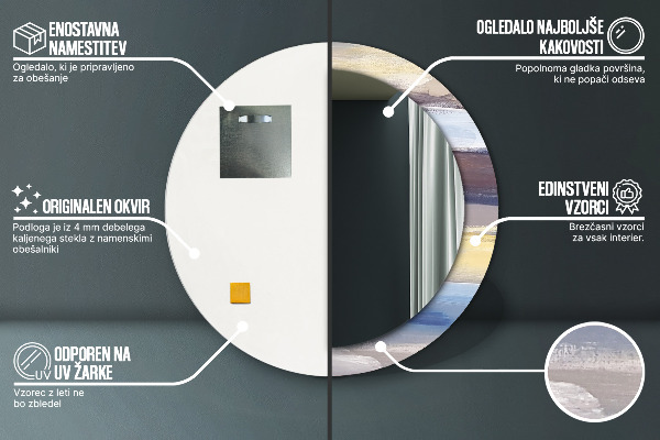 Runder spiegel mit dekorativem aufdruck Zusammenfassung Bild