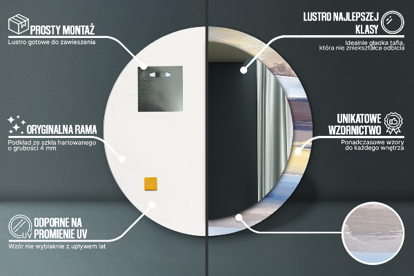 Runder spiegel mit dekorativem aufdruck Zusammenfassung Bild