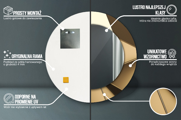 Runder spiegel mit dekorativem aufdruck Moderne Abstraktion