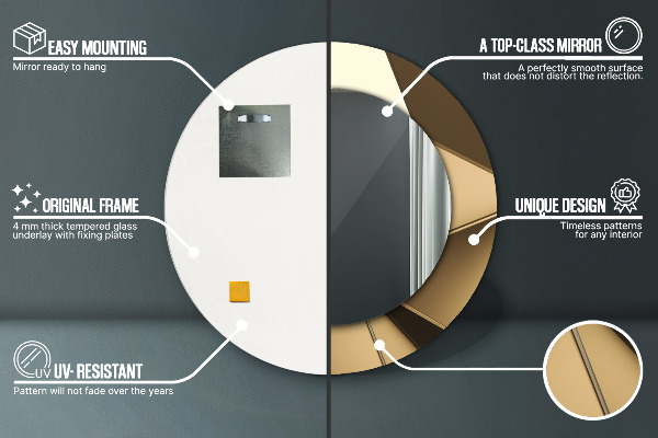 Runder spiegel mit dekorativem aufdruck Moderne Abstraktion