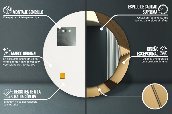 Runder spiegel mit dekorativem aufdruck Moderne Abstraktion