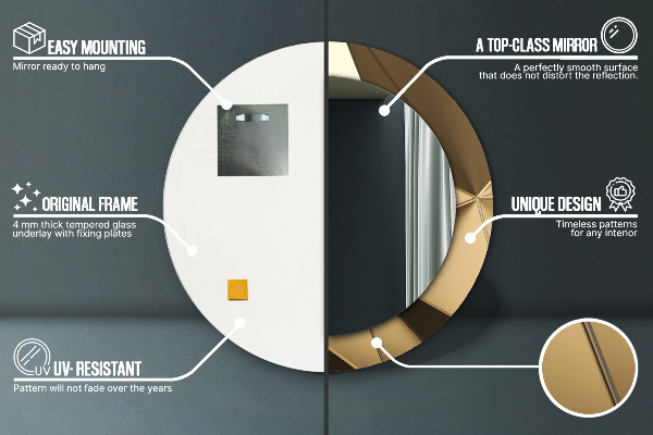 Runder spiegel mit dekorativem aufdruck Moderne Abstraktion