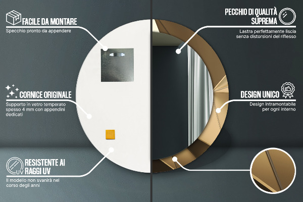 Runder spiegel mit dekorativem aufdruck Moderne Abstraktion