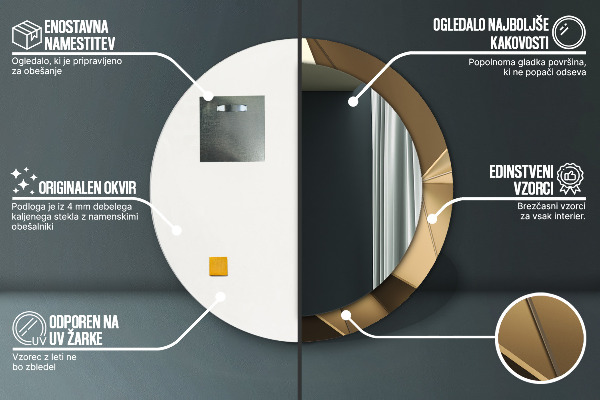 Runder spiegel mit dekorativem aufdruck Moderne Abstraktion